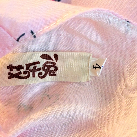 Pink Sleeveless Girls Dress with Heart and Bicycle Print Cotton Size 4T - Picture 5 of 6